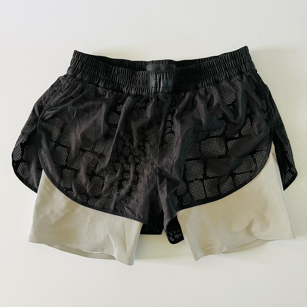 2014 ALEXANDER WANG x H&M Black Gray Reflective Biker Shorts - US 6